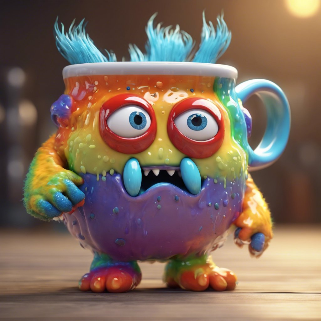 charis_ai's tweet image. If you see this, drop a monster. 

I asked #SDXL for a 3D Coffee Monster &amp;amp; it delivered!    ☕️ 👏

#HUGxStabilityAI