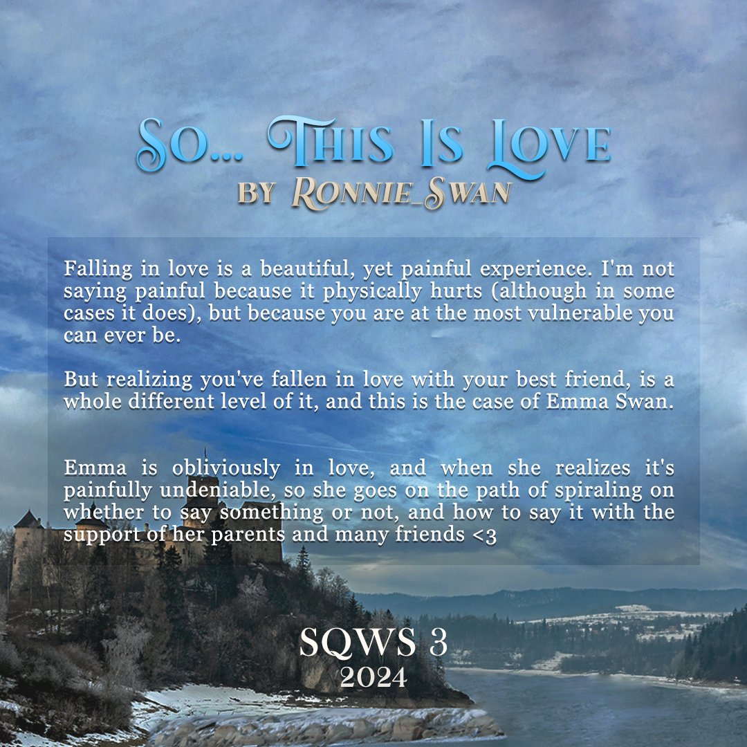SQWintrSolstice's tweet photo. Title: So... This is Love
Link: https://t.co/giZMEEfzZP
Writer: Ronnie_Swan
Word Count: 5k
Rating: General Audiences
Warning(s): Creator Chose Not To Use Archive Warnings

Please check out the work and don’t forget to give some love to the creator! 🩵 https://t.co/tJJgWQRDbJ