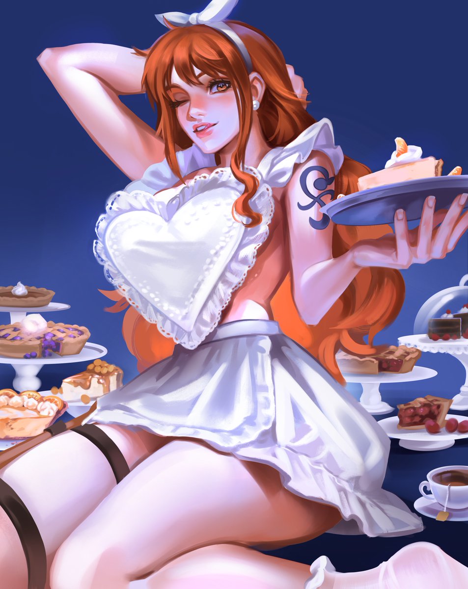 Abbysolutely_'s tweet photo. Nami and pies 🍊 Yet another One Piece themed birthday gift for a friend's birthday. Happy Birthday Blank! 🧡 #ONEPIECE #Nami https://t.co/wdsiy3D4l5