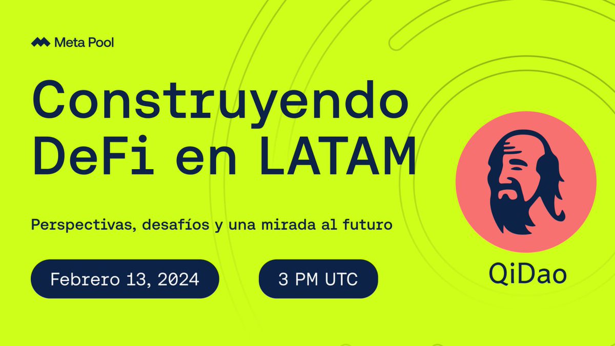 desarivadoa's tweet photo. DeFi na América Latina 🌎📅
13 de fevereiro ⏰ 12h Brasília
Participe do evento e explore o mundo do DeFi na América Latina!
Space: https://t.co/Uwp4tSKSIZ
🎉 Compartilhe para que mais pessoas possam se juntar à conversa! 🌐 #DeFi #AméricaLatina #CryptoEvento https://t.co/GvUFYli7Vw