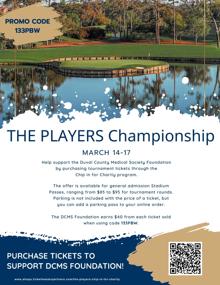 Support the DCMS Foundation w/ tickets to THE PLAYERS Championship! Through Chip in for Charity, you can purchase general admission stadium passes for $85-95 for tournament rounds & the Foundation earns $40 from each ticket with code 133PBW! Purchase here: theplayers.com/chip-in