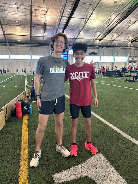 Congratulations to NH alums Andrew Arnos and Luis Saladana racing against each other in the 5K at Grand Valley State.  Luis placed 4th in 15:31 and Andrew placed 14th in 15:50.  Great job you two!!!