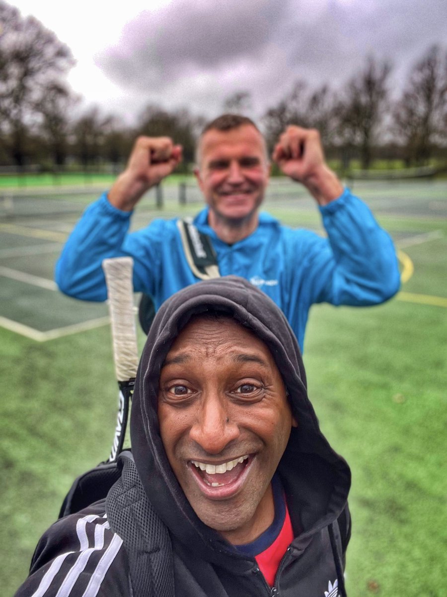 Everybody needs a #Parkinsons buddy to drag them out on a rainy day... this is mine 😁 it can be an isolating condition. '57% of PwP cancel or avoid social situations due to embarrassment about their symptoms..' I even let him win today 🎾😛 parkinsons.org.uk/news/world-par…