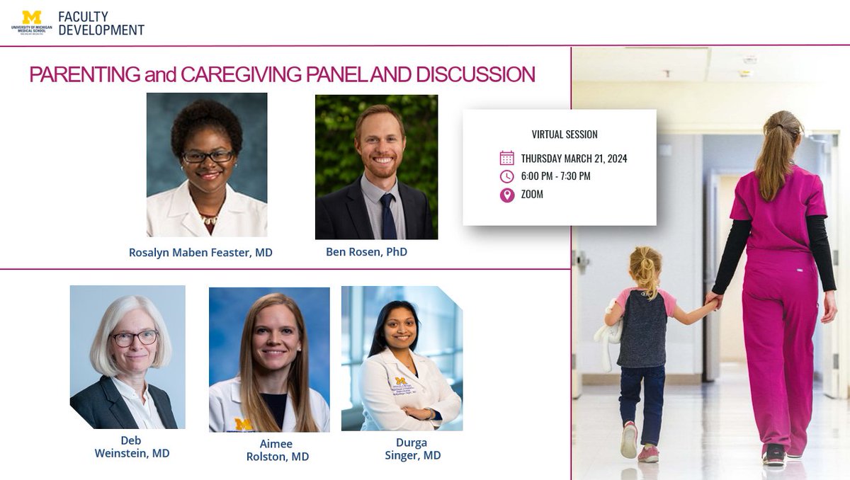 helen kang morgan (@helenjkmorgan) on Twitter photo So many of us integrate the professional and personal parts of our identity every day
Join us for a Parenting and Caregiving Panel featuring <a href="/REMFeasterMD/">R. Maben-Feaster, MD</a> <a href="/arolston/">Aimee Rolston, MD MS</a> <a href="/DurgaSinger/">Durga Singer</a> <a href="/DrKCParadis/">Kelly Paradis</a> & more!
Office of Faculty Affairs & Faculty Development (umich.edu) So many of us integrate the professional and personal parts of our identity every day
Join us for a Parenting and Caregiving Panel featuring <a href="/REMFeasterMD/">R. Maben-Feaster, MD</a> <a href="/arolston/">Aimee Rolston, MD MS</a> <a href="/DurgaSinger/">Durga Singer</a> <a href="/DrKCParadis/">Kelly Paradis</a> & more!
Office of Faculty Affairs & Faculty Development (umich.edu)