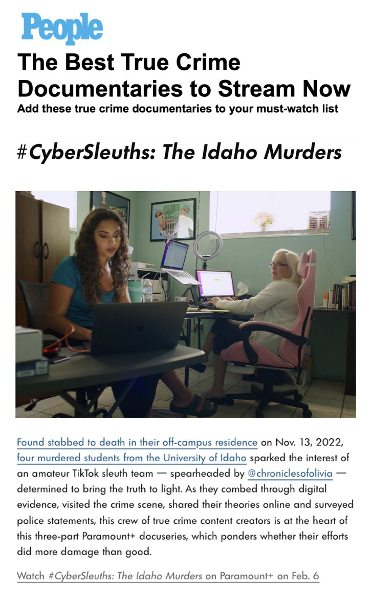 SeeItNowdocs's tweet photo. @people highlights our latest docu-series #CyberSleuths as one of the “best true crime documentaries to stream now”.
Stream it now on @paramountplus !
https://t.co/GEzCeD9Joh via @people https://t.co/HaDhPPAIop