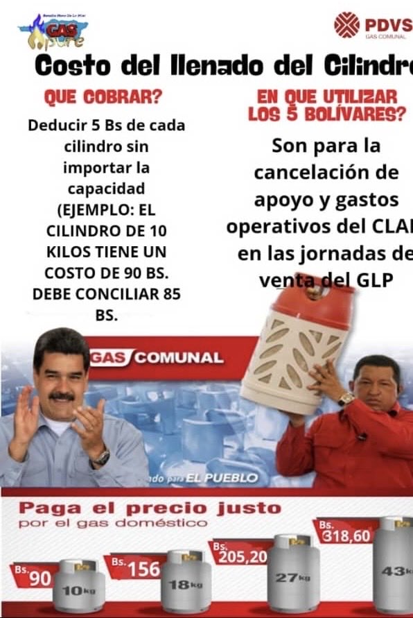 Nuevo aumento de Gas en Apure. El Cilindro de 18 Kg el cual tenía un costo de 87 Bolívares pasó a 156 mientras el salario de los trabajadores aún sigue anclado en 130 Bs. Vaya gobierno socialista que nos gastamos.