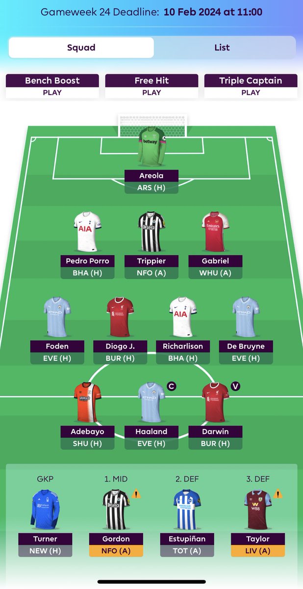 donfpl03's tweet photo. GW24🔒
Overall rank 12K🌍
Overall points 1439📈
Captain Haaland🧢

2 Transfers -4
Watkins➡️Adebayo
Palmer➡️Jota
#FPL #Fantasy #PremierLeague #GW24 #DonArmy https://t.co/Cnm7kFIQY1