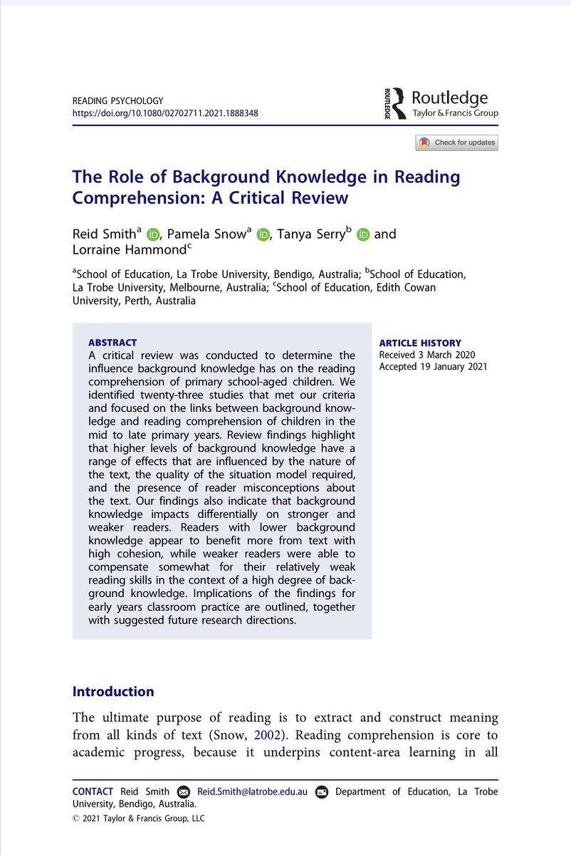This is a monumental piece that every reading teacher should read, led by Reid Smith <a href="/Smithre5/">Reid Smith</a> and <a href="/PamelaSnow2/">Pamela Snow</a> 

tandfonline.com/doi/full/10.10…