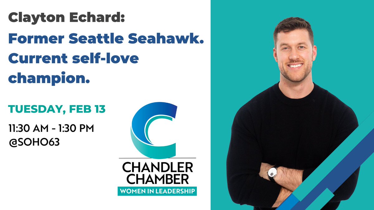 chandlerchamber's tweet photo. Move over, Valentine’s Day: meet  @ClaytonEchard, the former star of ABC’s #TheBachelor, at next Tuesday’s in-person Women In Leadership luncheon.

See you on February 13th - you won’t want to miss this: https://t.co/chM3f57vfV 

#chandlerchamber #memberdriven #businessstrong https://t.co/gR1dYpYPgW