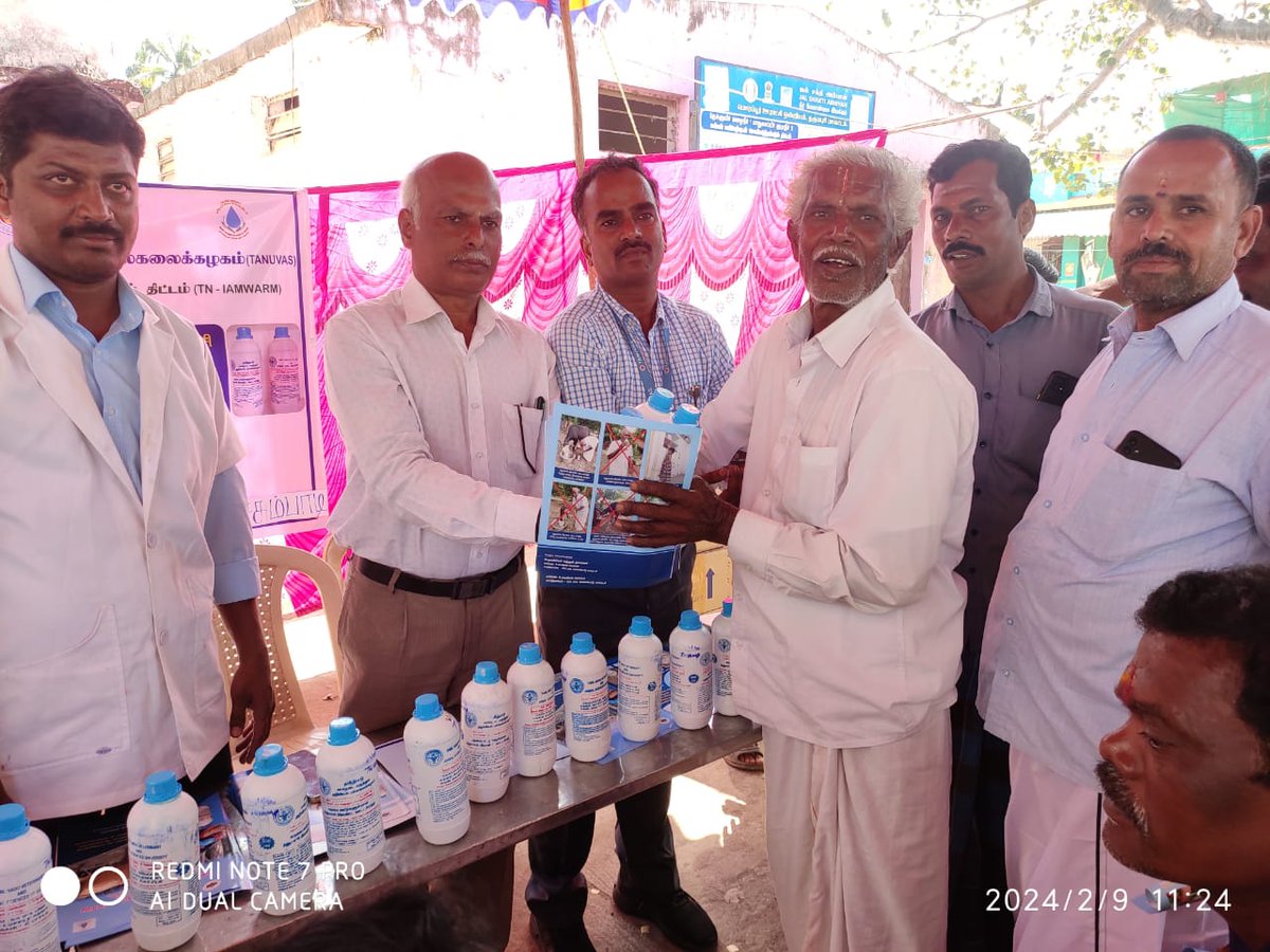 AHD ...TANUVAS GRAND  distribution on 09.02.2024 for Pambar sub basin at Eachambadi Village, Morappur block in Dharmapuri District. Organized by VUTRC, Dharmapuri.