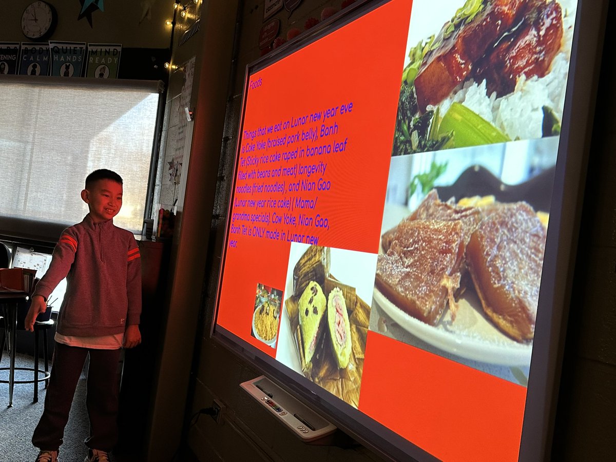 So proud of my student for presenting about how his family celebrates Lunar New Year! We learned so much from him! Happy Lunar New Year to all who celebrate! 🐉✨