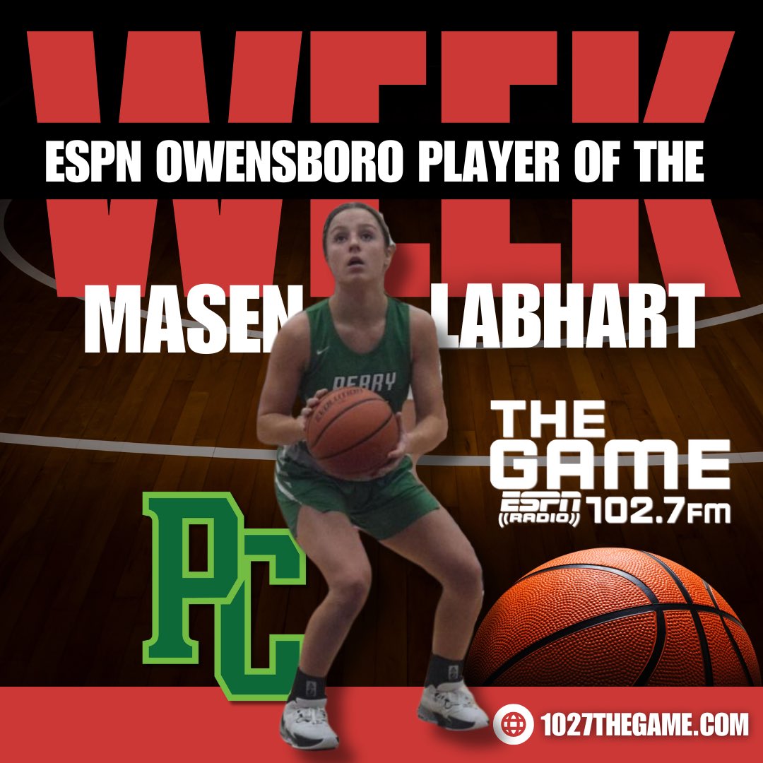 1027TheGame's tweet image. Your ESPN Owensboro Player of the Week is Perry Centrals Masen Labhart! #TheGame 🔥🏀 

PC fans showed up &amp;amp; out for Masen with 1385 votes! Well deserved! #supportlocalathletes 🙌🏻
