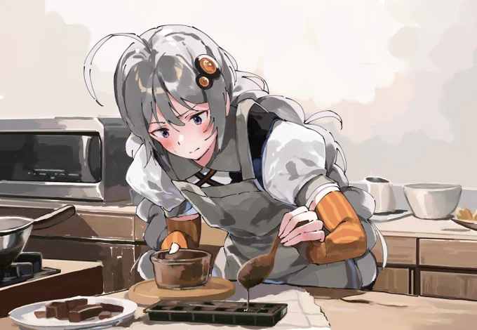 チョコ作るあかりさん
