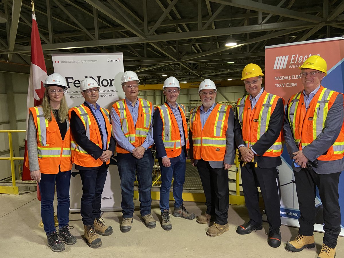 #FedNor announced an investment of $5 million in @ElectraBMC to support the construction of the first cobalt refinery in North America, ensuring #NorthernOntario plays a key role in the EV supply chain: ow.ly/uHhs105gefO