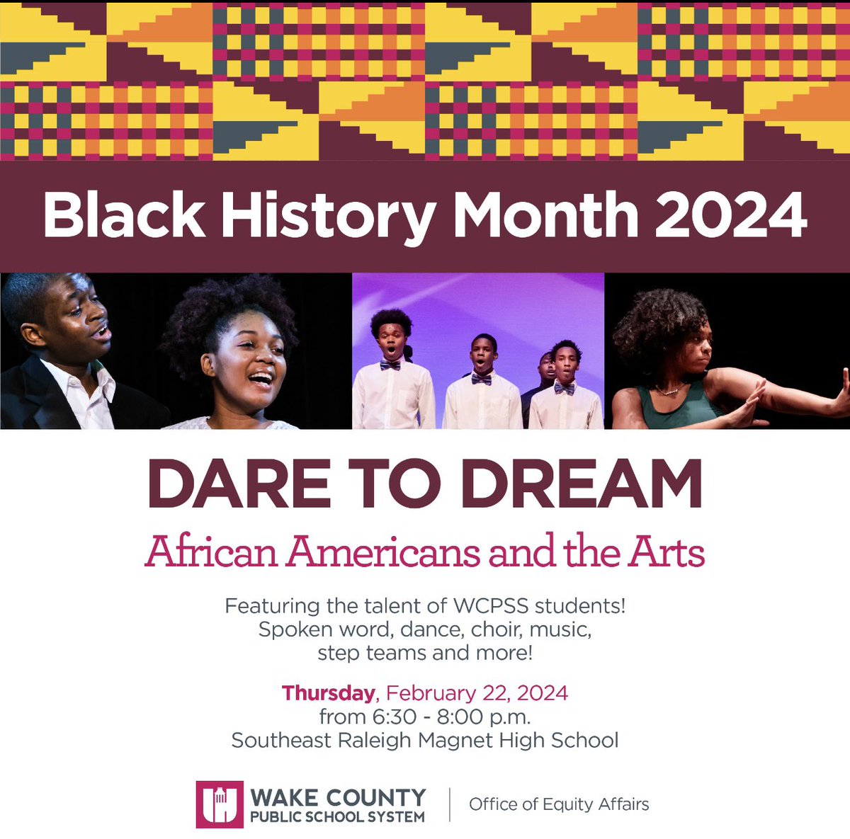 We’re excited to celebrate Black History Month with our talented students from all over our district. Come enjoy an evening of culture and the arts. Please RSVP forms.gle/BFkzhuezMgvHnR…