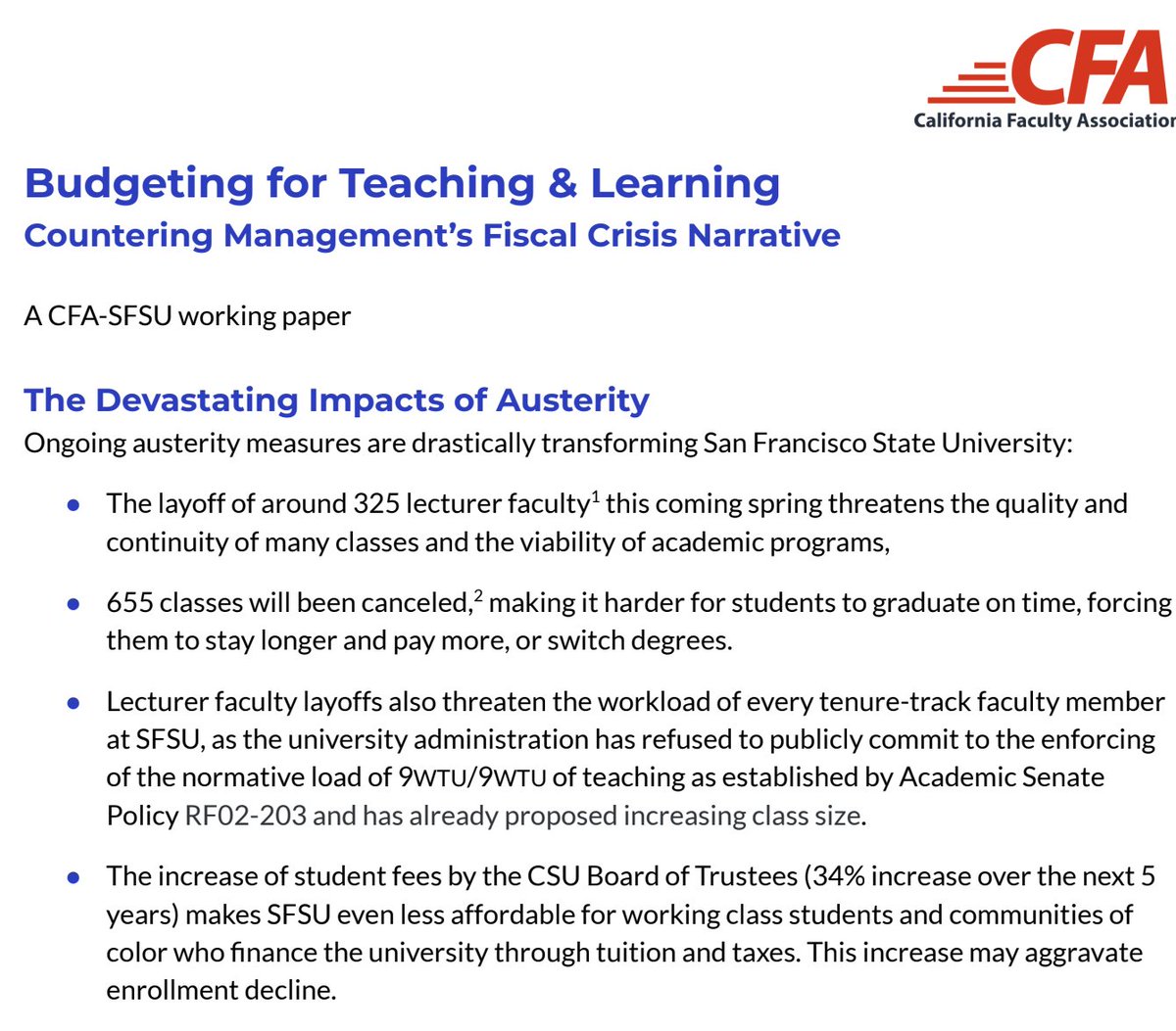 Important context for the current discussion of the TA — let's not forget that the CSU *has $billions* stashed in reserves and investments. Check out the full Fall 2023 report here: drive.google.com/file/d/181bAju…
See this Instagram post by @cfasfstate instagram.com/p/C3JXqEjvVKK/…