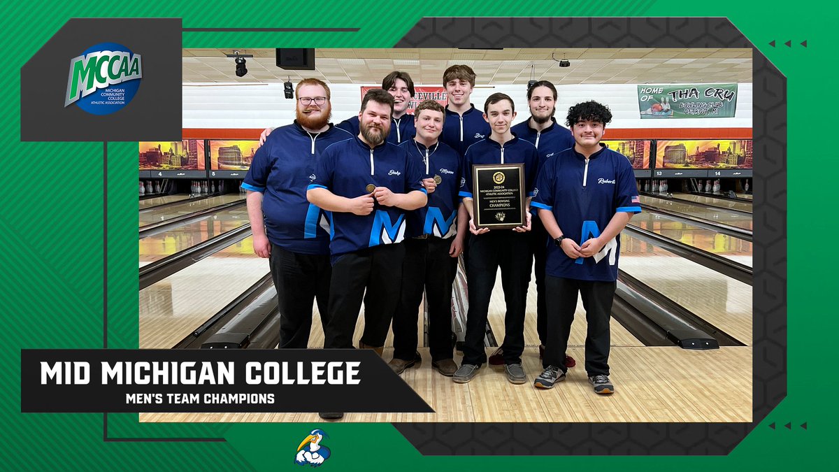 MCCAA (@mccaa1926) on Twitter photo MCCAA BOWLING CHAMPIONSHIPS
Men's Team Champions
Mid Michigan College
(<a href="/LakersMid/">Mid Michigan Laker Athletics</a>) MCCAA BOWLING CHAMPIONSHIPS
Men's Team Champions
Mid Michigan College
(<a href="/LakersMid/">Mid Michigan Laker Athletics</a>)