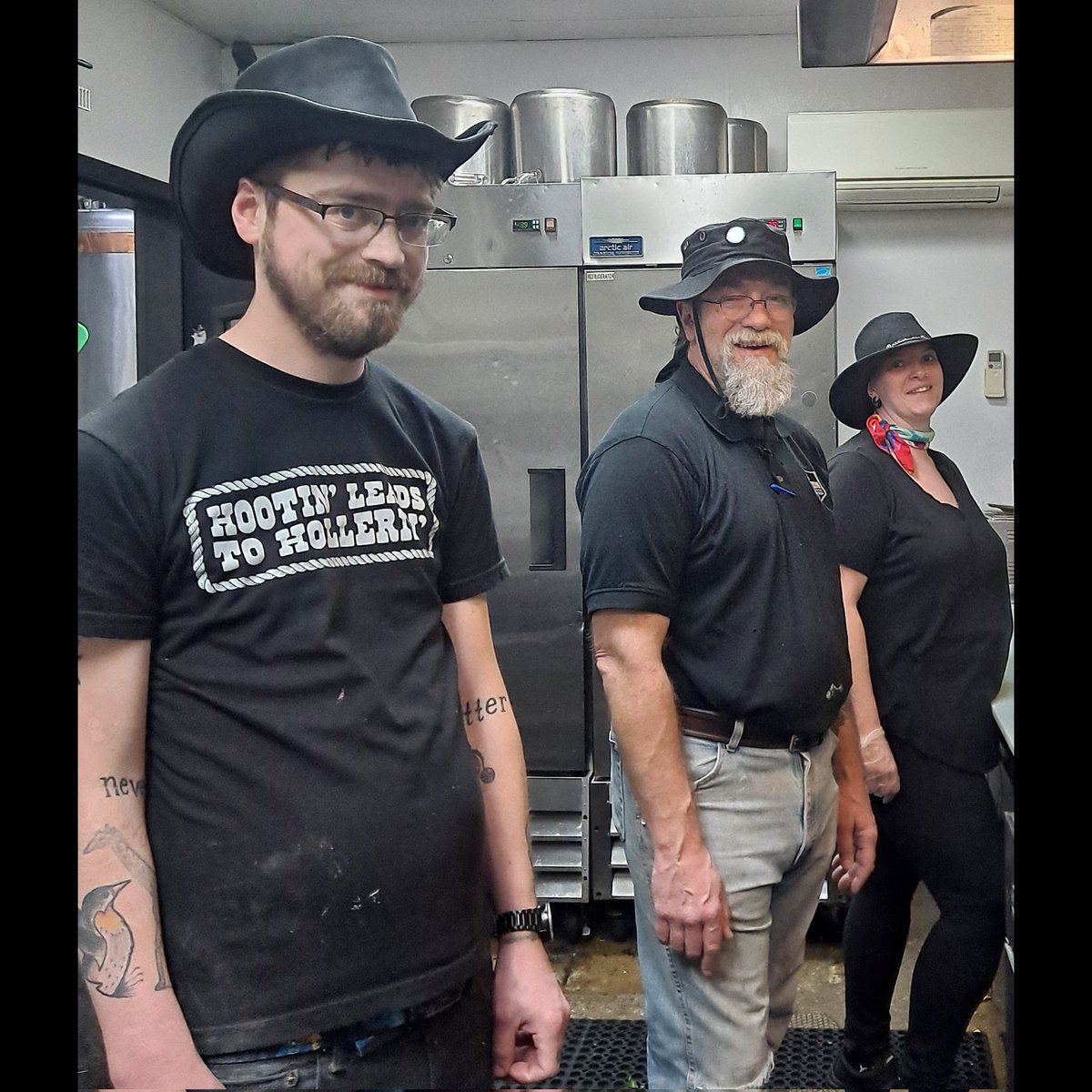 These rascally varmints, 'The Chuckwagon Posse,' are hootin' and hollerin' all night in our Bistro. (It's okay. They're cookin', too.) 🤣 #TritonBistro #BrewedOnBase
