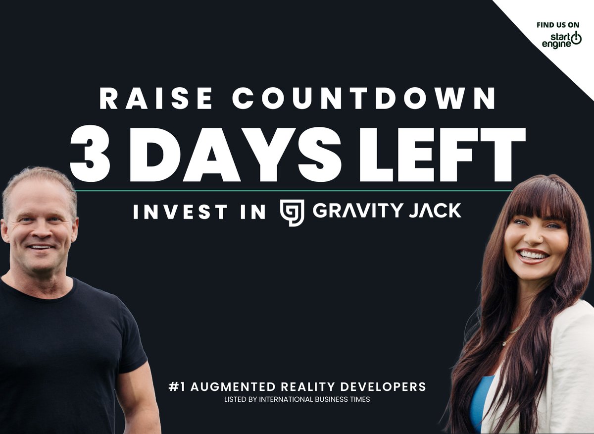 3 days left to invest in Gravity Jack and our latest project, WarTribe of Binyamin! ⏳🌟

At GJ, we're AR gaming wizards. We're experts in crafting insanely fun experiences that rake in real-time revenue. Check out @thewartribe , and secure your spot at startengine.com/offering/gravi…!