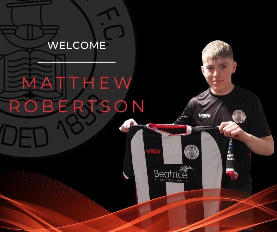 WickAcademyFC's tweet photo. The club are delighted to announce the signing of talented young defender Matthew Robertson following his departure from Ross County https://t.co/nN3qGp6umW