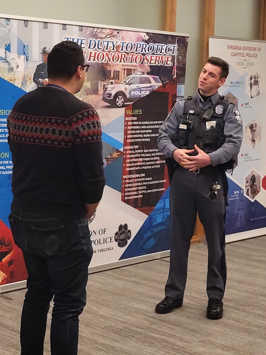 Thanks to @ImBrendanKing of @CBS6 for taking time Friday to stop by and learn about @VaCapitolPolice Officer Michael Enz and the heroic actions that have made him a true guardian angel in the Richmond community. Tune in to WTVR on Monday morning for King's full report.