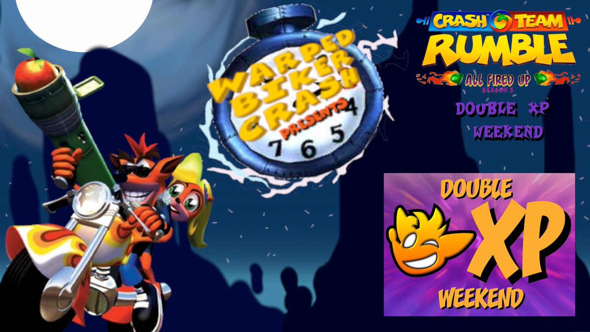 WarpBikerCrash's tweet photo. #CrashTeamRumble #SpyroTheDragon #CrashBandicoot
Tomorrow morning at 9am PT, join us for some #DoubleXPWeekend fun. Gonna help out my friend with leveling up
See you all then https://t.co/Wj3GPdt1Vp