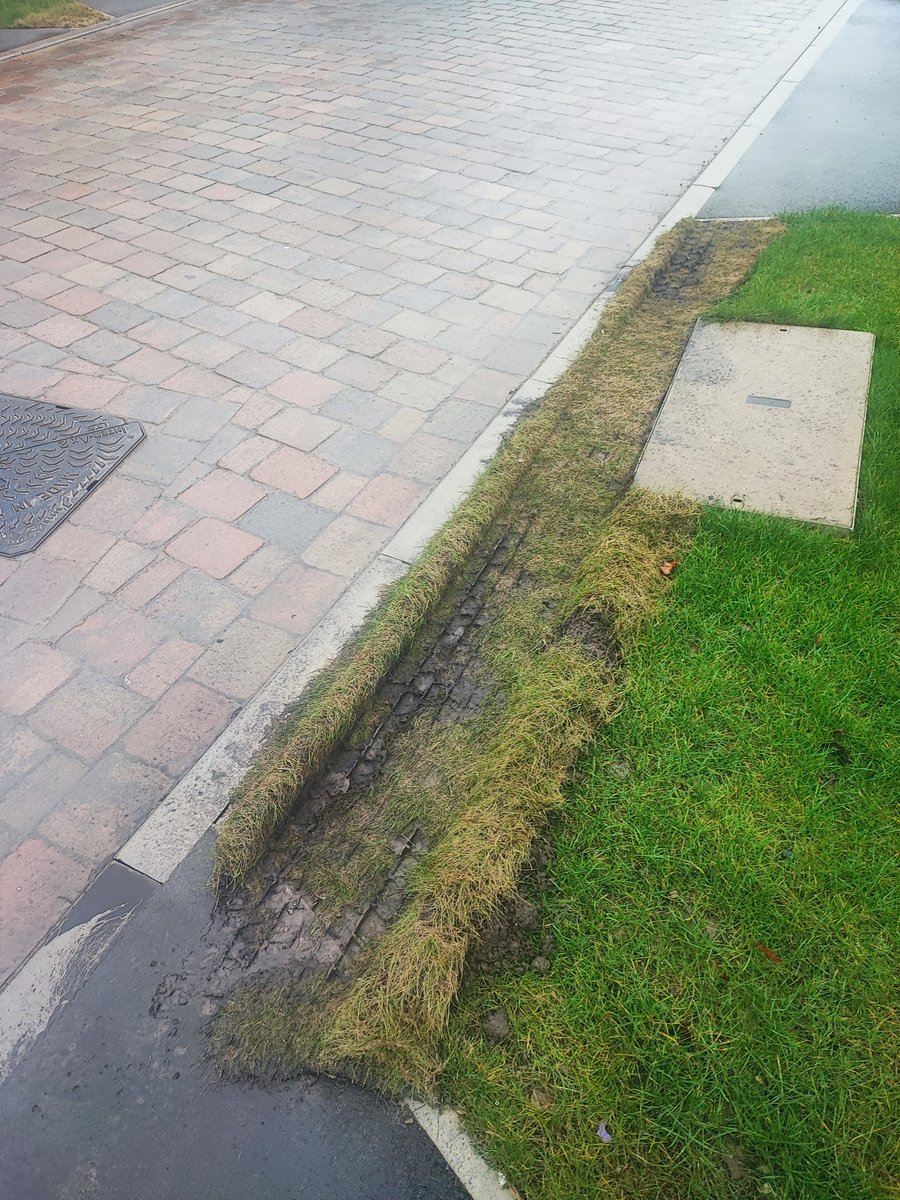 Thanks <a href="/dhlexpressuk/">DHL Express UK</a> for one of your impatient drivers in a full lorry wrecking our turf. Yes it was badly laid by the developer to fix a previous botch but now it needs sorting again!