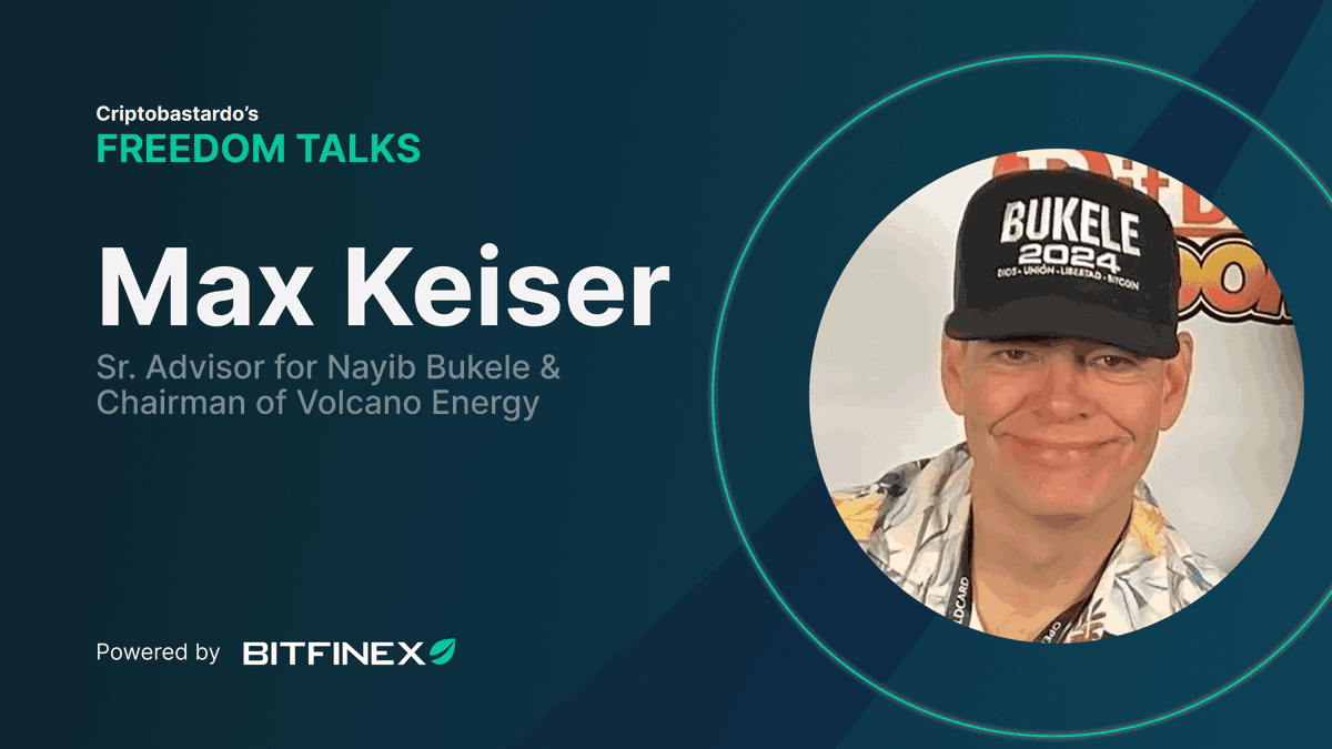 bitfinex's tweet photo. .@criptobastardo kicks off our new interview series with a bang! First guest?
@MaxKeiser, Sr. Advisor to @Nayibbukele, Chairman of @Volcano_Energy & one of the visionaries behind El Salvador's #Bitcoin journey. 🇸🇻
Catch the full conversation now: https://t.co/S3lE9rf814 https://t.co/cwfQzBcged
