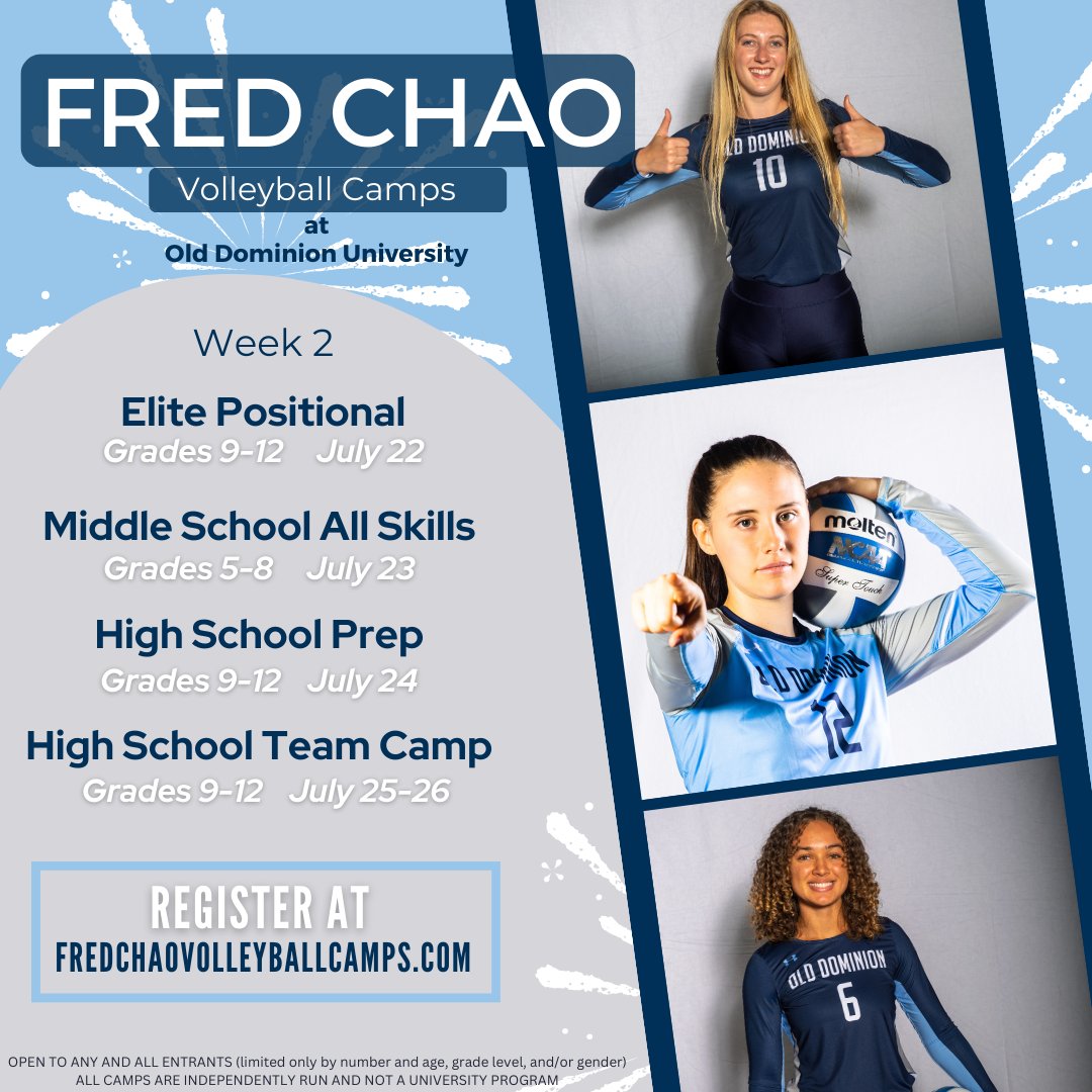 Camp registration is now open! We hope to see you this summer. fredchaovolleyballcamps.com