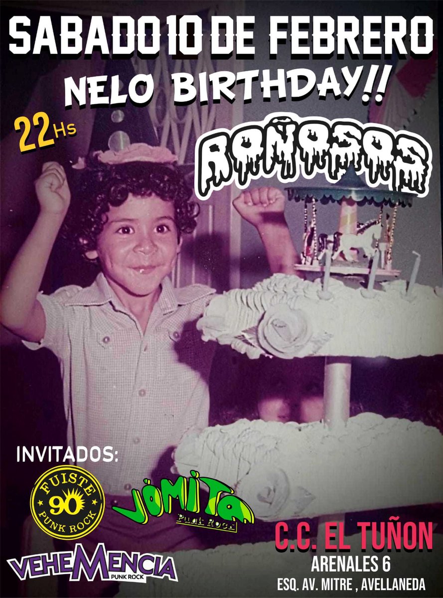 [MAÑANA] Roñosos en #ElTuñón 22hs
Junto a bandas invitadas!