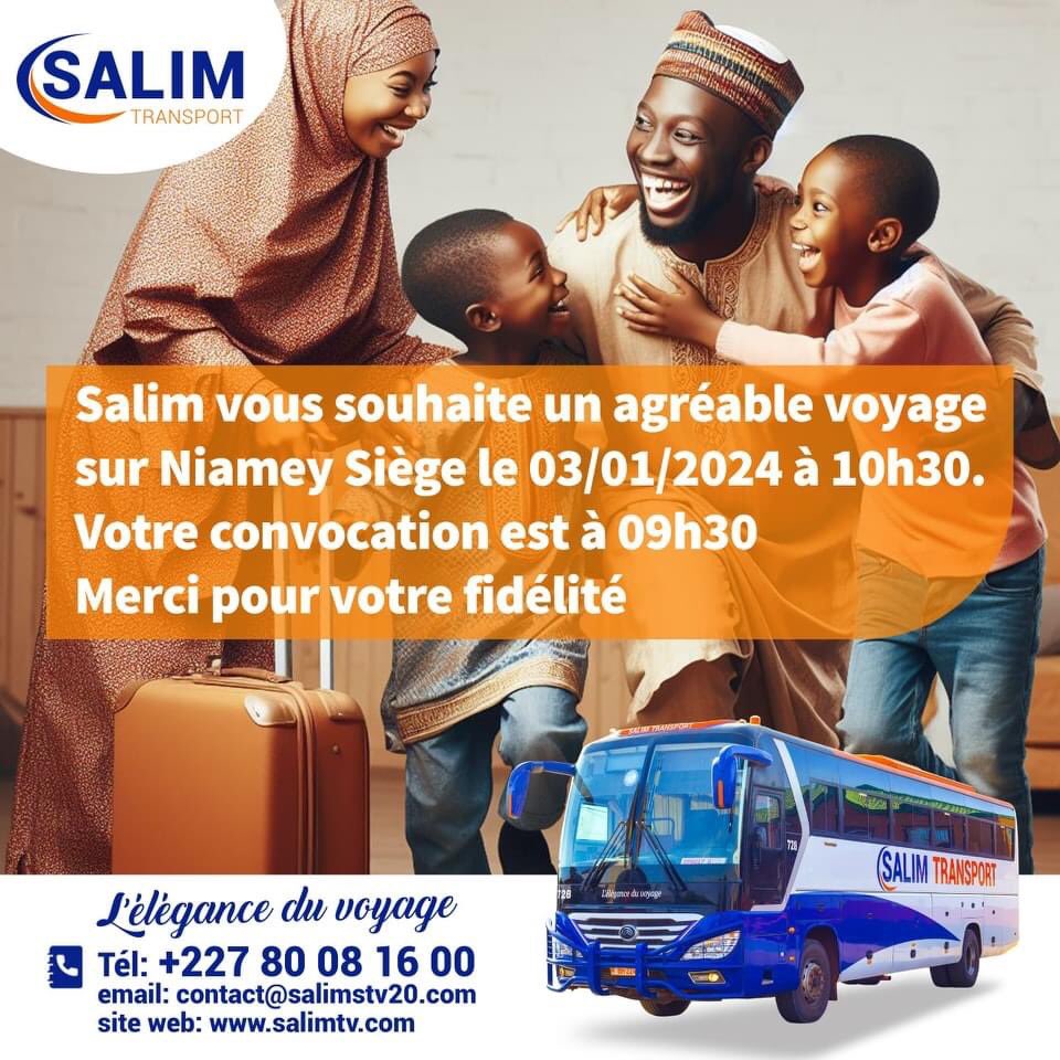 Voyager à bord de SalimTransport c'est vivre des moments inoubliables. Qu'attendez vous pour prendre votre billet et rendre votre famille heureuse, car le confort, l'élégance et la sécurité garantis💯 
#SalimTransport 
L'élégance du voyage