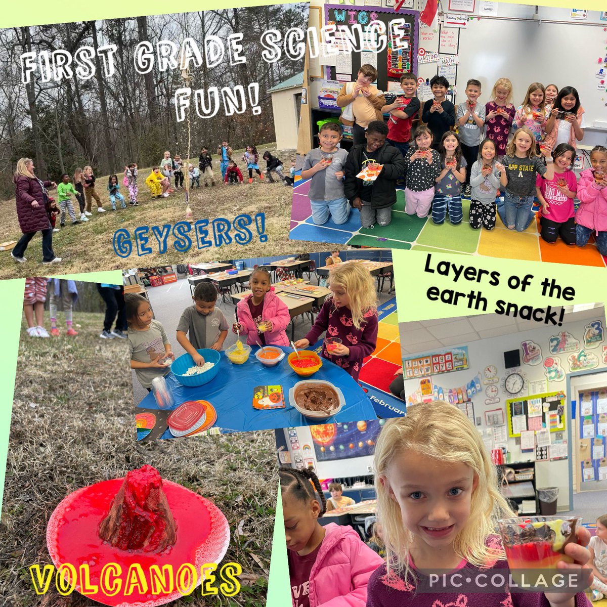 bmartin415's tweet image. First Grade Science Fun! Making geysers, volcanoes, and layers of the earth snack! #theBHT #MACSawesome
