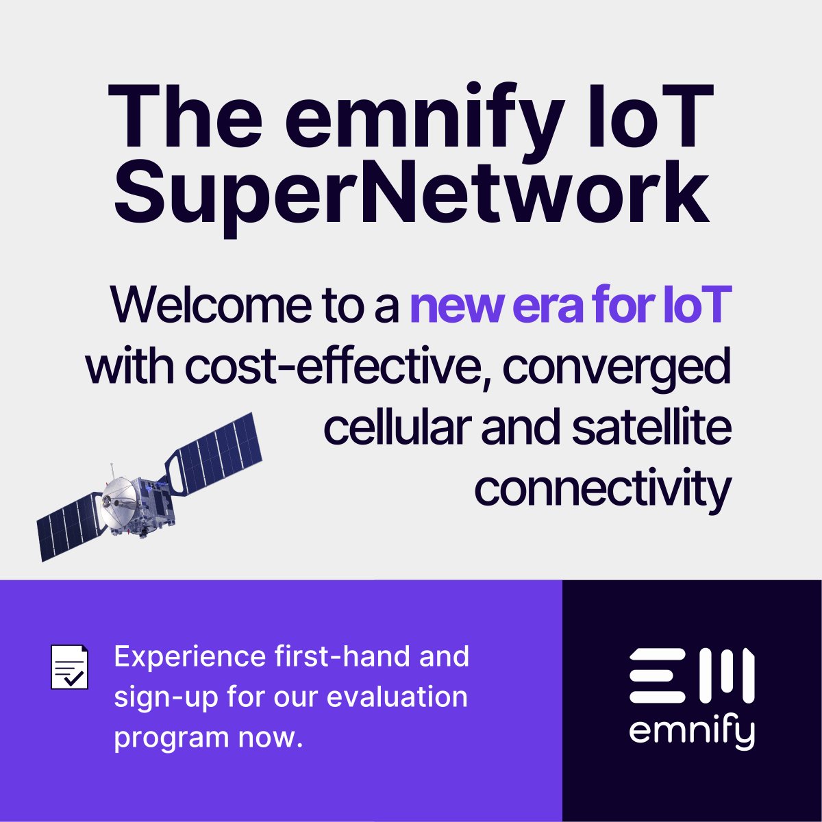 Welcome to a new era for IoT with cost-effective, converged cellular, and satellite connectivity. emnify, alongside our innovative partners, has developed a solution that offers comprehensive global coverage. Learn more: hubs.ly/Q02kzpcy0 #cellularconnectivity #satelliteIoT