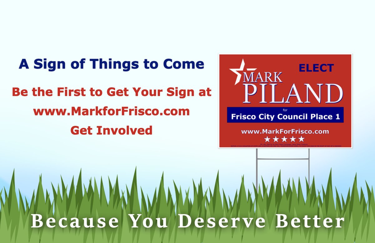 MarkForFrisco's tweet photo. A sign of things to come. Signs are at the printers. Be the first to get on the list at this link - https://t.co/uYvD8Jj6Ce
Because you deserve better!
#friscotx #markforfrisco #FriscoResidents #friscotx #becauseyoudeservebetter #friscovote https://t.co/tJiRcgL1PN