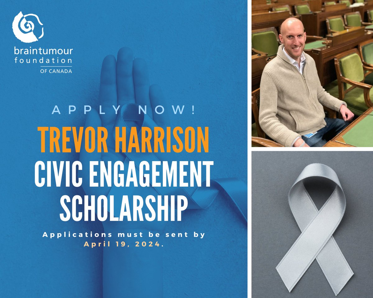 Trevor Harrison was a lifelong political volunteer &amp; staffer. To honour Trevor’s legacy, his family created The Trevor Harrison Civic Engagement Scholarship which financially supports politically engaged students who have been impacted by a brain tumour. ➡️ow.ly/byeO50QzMIt