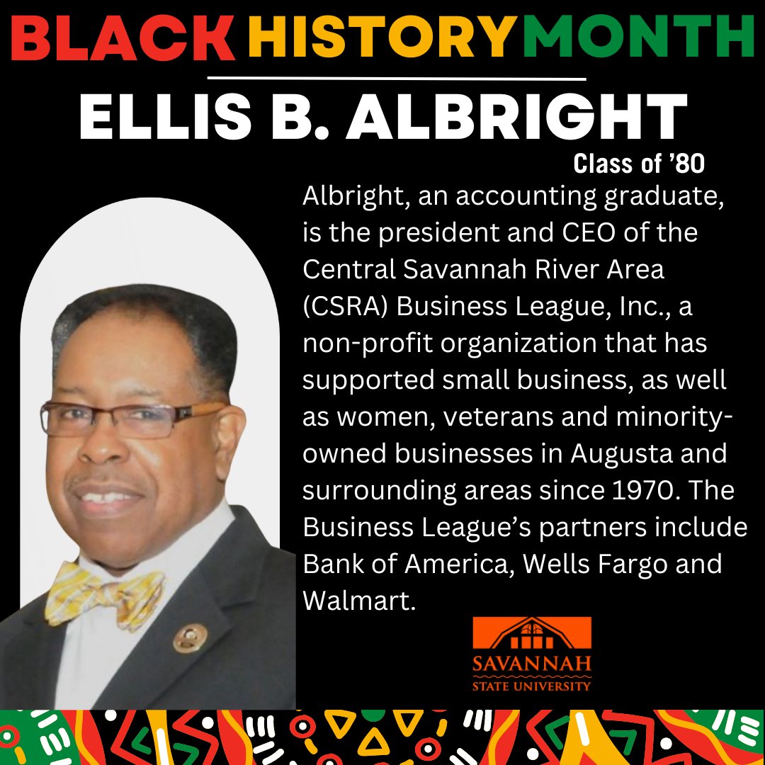 Ellis B. Albright, Class of '80 As we celebrate Black History Month, we are proud to recognize the great achievements of SSU alumni across the world. #youcangetanywherefromhere #hbcuproud #BlackHistoryMonth