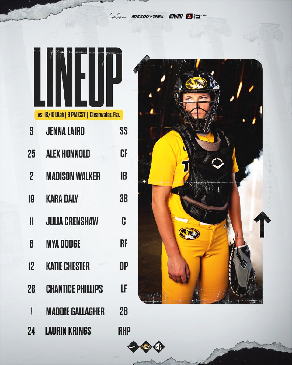 Season Opening Lineup!! 

#OwnIt #MIZ 🐯🥎