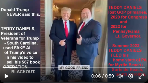 FullerRath's tweet image. Trump Rally in Conway, South Carolina Sat 2/10
coming within 20 miles of
VFAF / Veterans for Trump - SC Pres TEDDY DANIELS.

Watch for (lack of) mention of Teddy Daniels
(only contact 2021)
confirming he's a
PHONY "WHITE HOUSE INSIDER" and
PHONY "GOOD FRIEND" of Donald Trump.