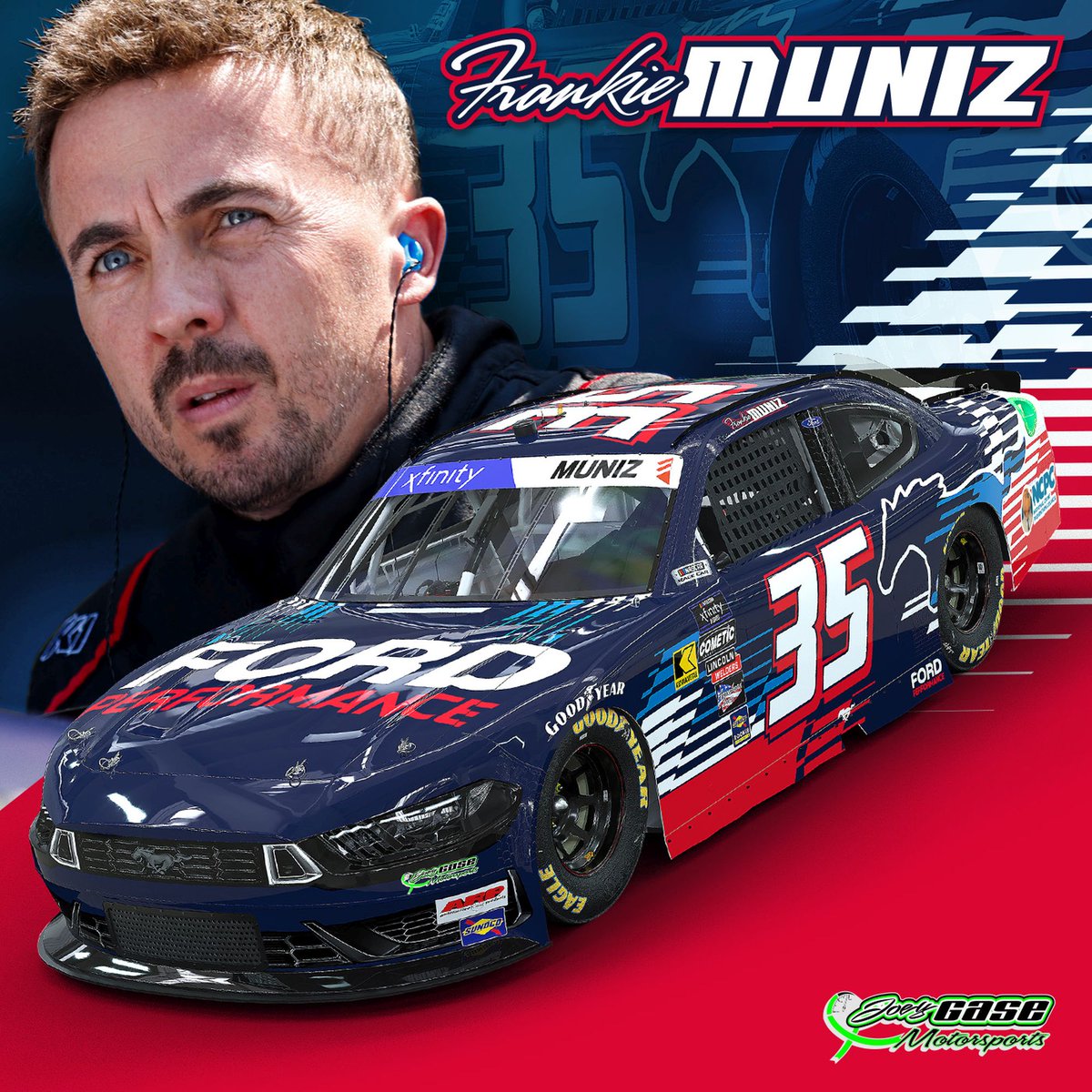 Knighter01's tweet photo. NEWS: @frankiemuniz will attempt to make #NASCAR Xfinity Series debut @DAYTONA for Joey Gase Motorsports in No. 35 Ford Mustang.

No. 35 team has owner points (25th) from Sam Hunt Racing's No. 24 team to start season.

Muniz will run limited Xfinity schedule in 2024, races TBA. https://t.co/20C9sp6lAo