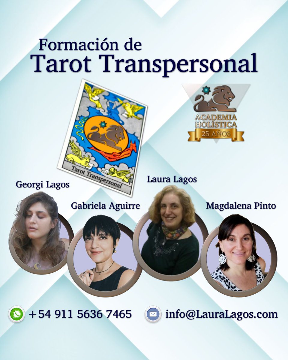 TarotTp's tweet photo. Conducida por Laura Lagos, Georgina Lagos, Magdalena Pinto y Gabriela Aguirre
💬 WhatsApp:   +54 9 11 5636 7465
✉️ Email:   info@LauraLagos.com
👉 +Info:   https://t.co/OuXWmCpgCW

#tarot #transpersonal #formacion #LauraLagos #RegistrosAkashicos #AcademiaHolistica https://t.co/8uWgOvFpeg