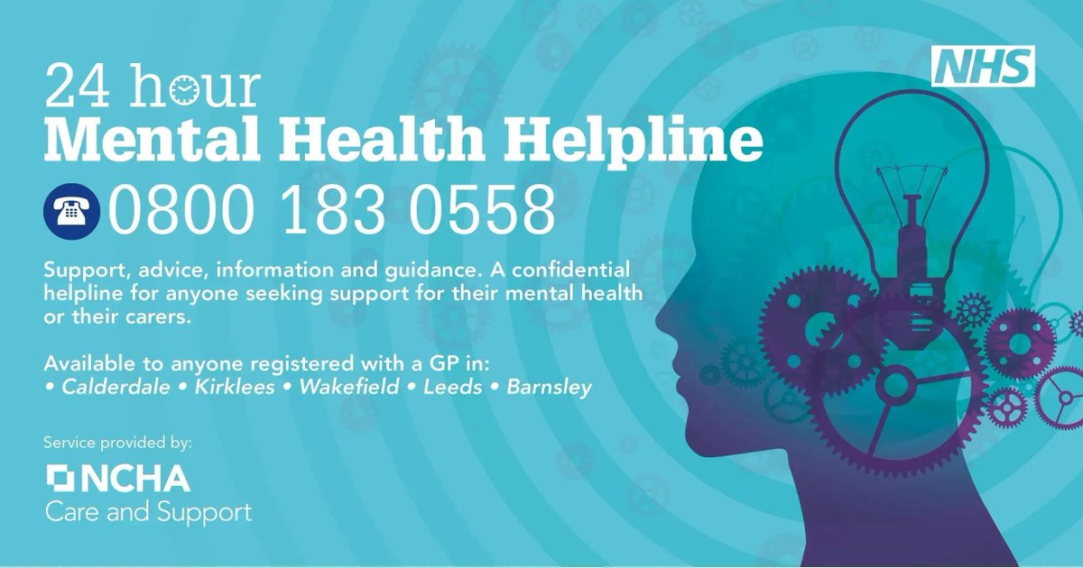 If you feel you need some extra support at the moment this phoneline can help you with your mental health and wellbeing. ☎️ It's for anyone registered with a GP in #Barnsley #Calderdale #Kirklees and #Wakefield.