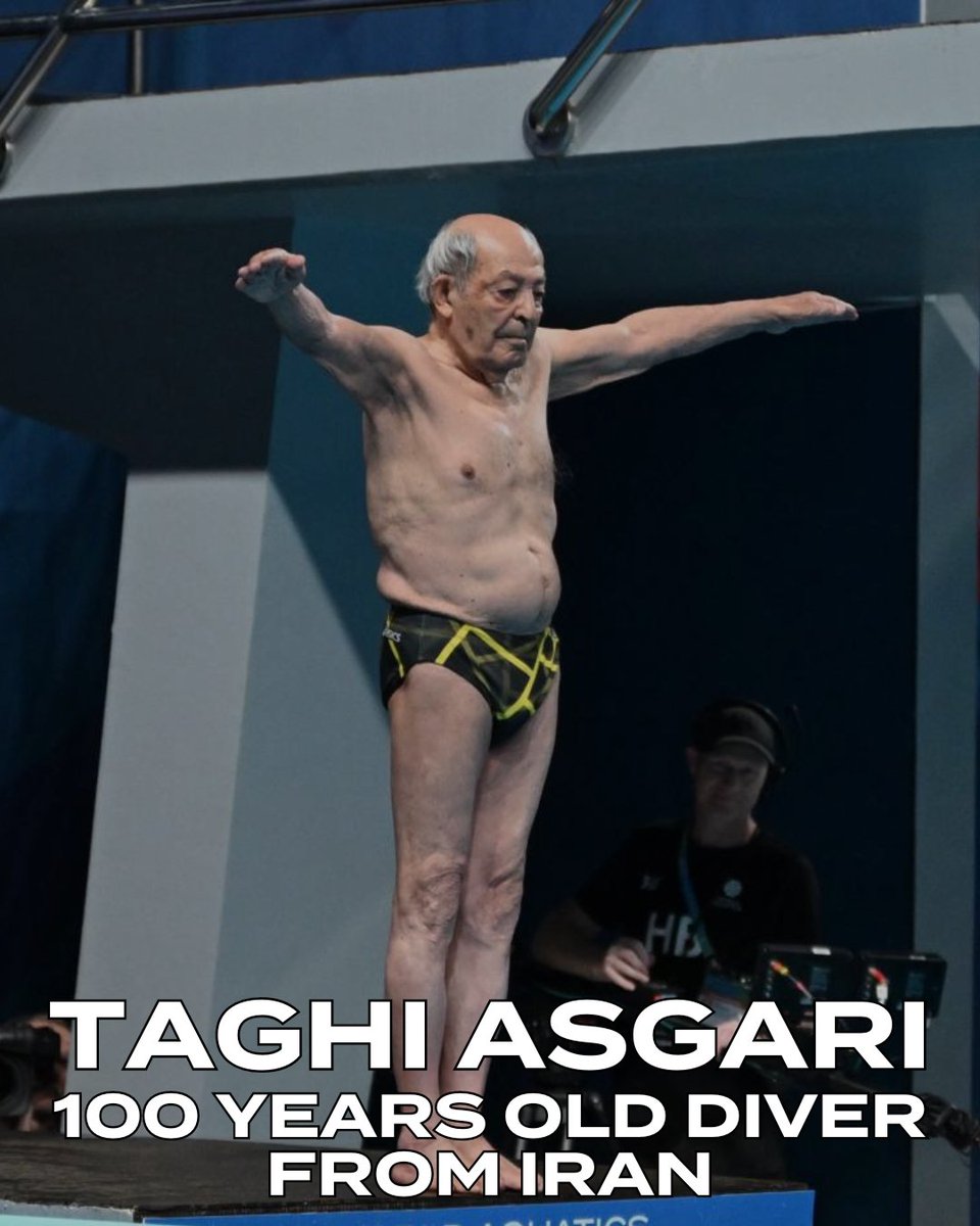 Age is no barrier for Iranian diver 🇮🇷 Taghi Asgari 🤩  Seventy-three years since diving at the Asian Games in New Dehli, Asgari once again dove, this time at the World Aquatics Championships in Doha at the age of 100 #AQUADoha2024 #diving

🎥Full Video  - worldaquatics.com/videos/3887629…