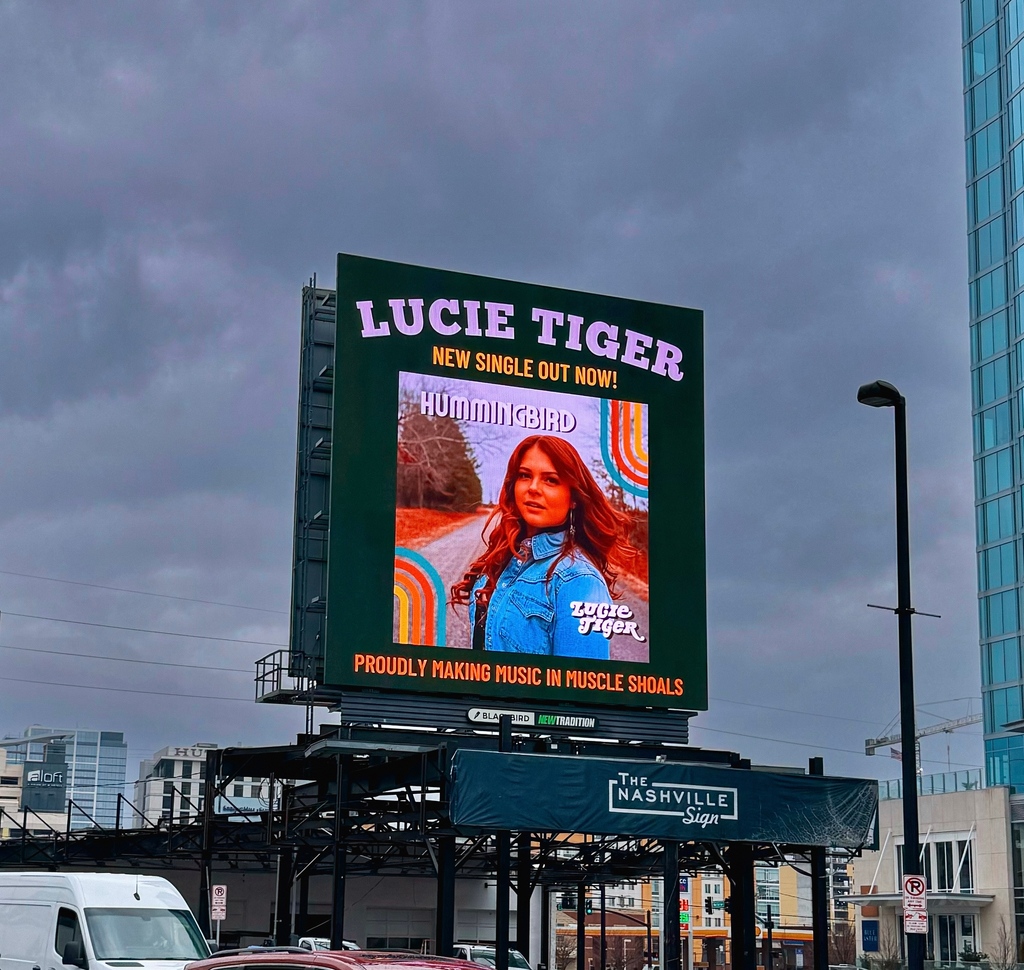 One week since ‘Hummingbird’ came out and I’m on a billboard in Nashville!! Huge thanks to @2120music @grassrootspromo and here’s to proudly making music in Muscle Shoals and telling the world about it!