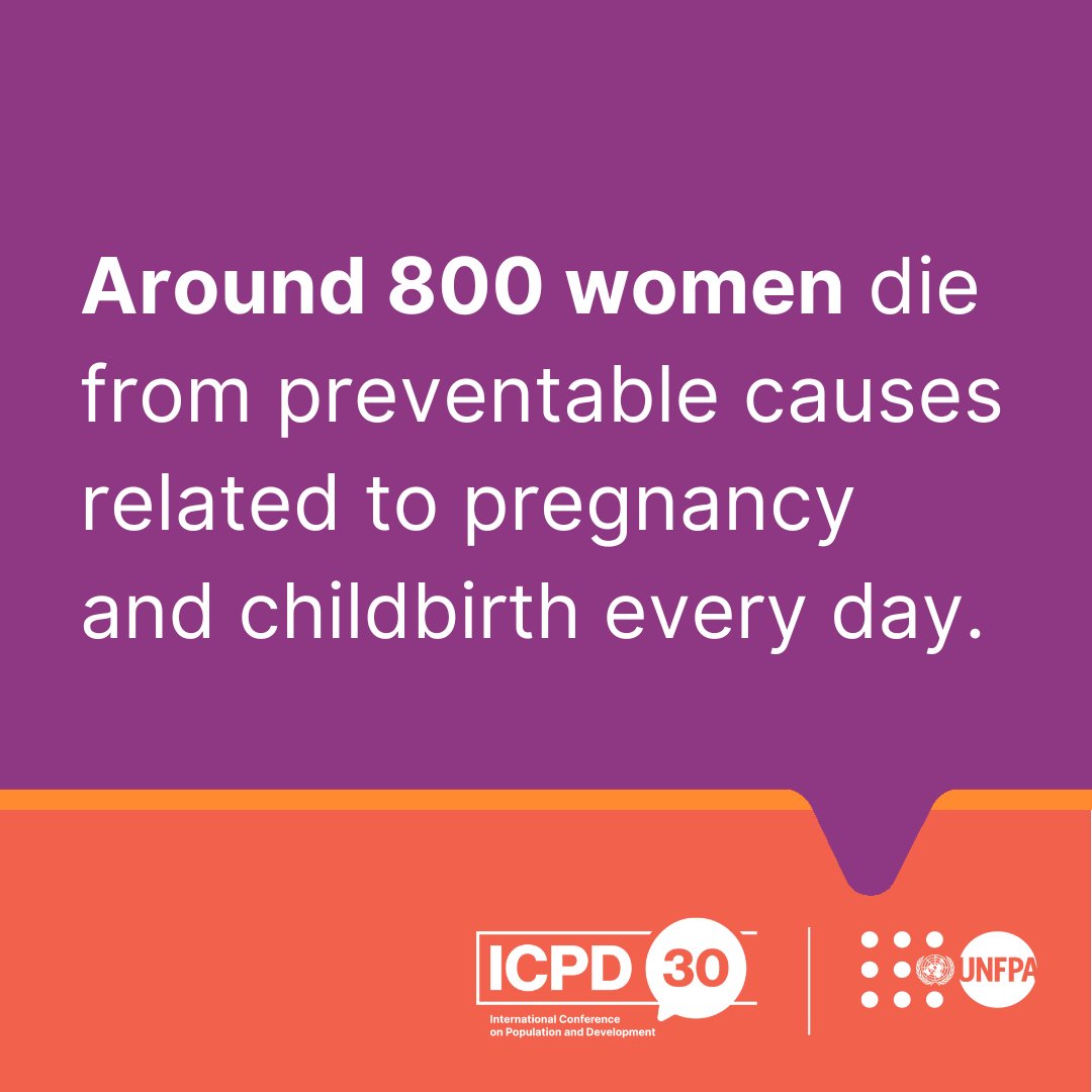 UNFPA's tweet photo. 🚨 Nearly 800 maternal deaths occur each day.

Almost all of these deaths are preventable.

Join the call to make motherhood safer and see how @UNFPA—the @UN sexual and reproductive health agency—is taking action: https://t.co/cSgk3wQOeU 

#GlobalGoals #ICPD30 https://t.co/R2ooxId0ch