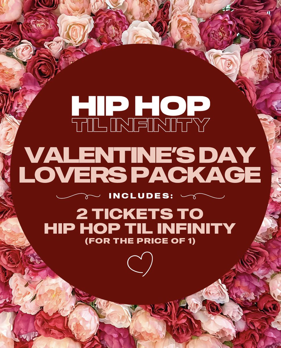 Pull up with your loved ones and kick off #ValentinesDay at #HipHopTilInfinity. Special Offer: 2 tickets for the price of 1 on 2/14. 🌹: feverup.com/m/143450 See you there #HHTI #LosAngeles #WestCoast #CaliforniaLove