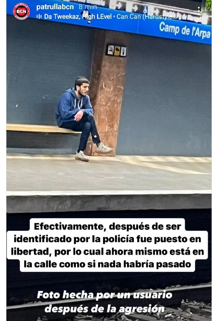 TheCrowOnly's tweet photo. Este tío es el agresor de varias mujeres en el Metro de Bcn, la foto ha sido tomada 1h mas tarde en la misma estación donde ha  ocurrido después de que los mossos decidiesen no detenerlo, info de @PatrullaBCN https://t.co/HJlh3WXfqR