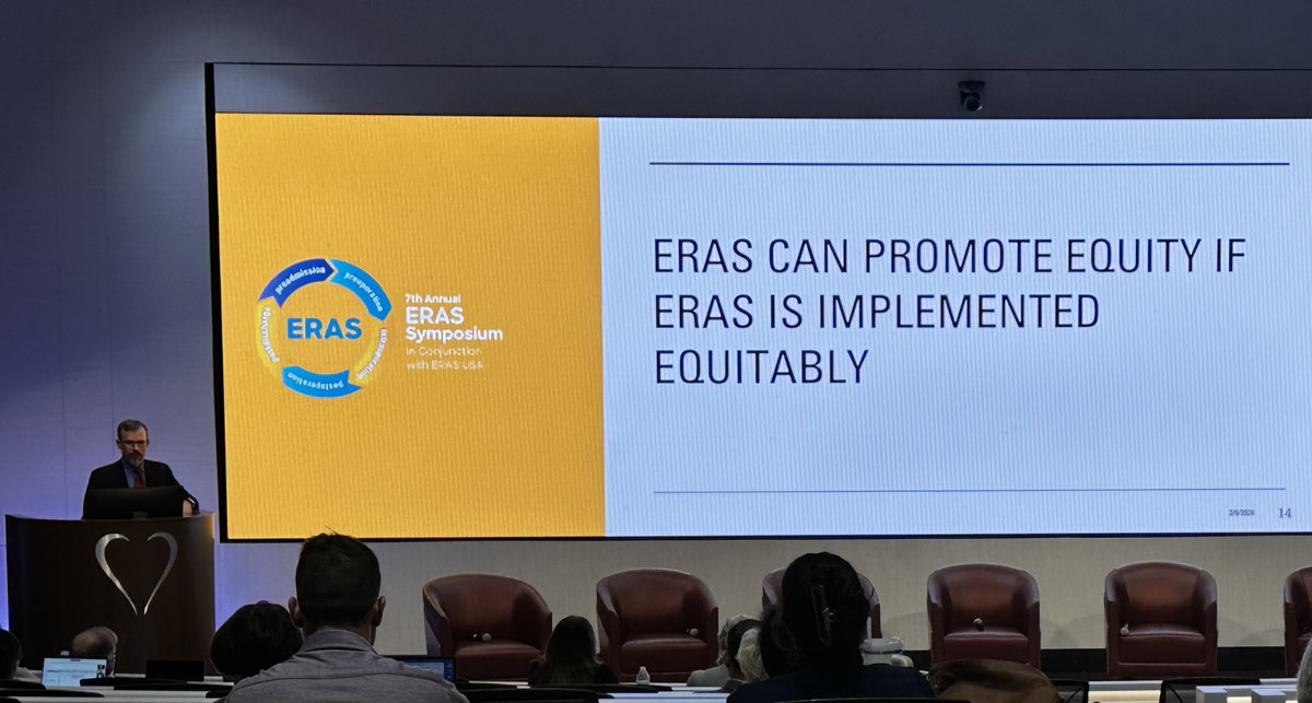 Provocative Address from @ERAS_USA President @kevin_elias on impact of ERAS on #HealthEquity @ErasSociety 👏 📊