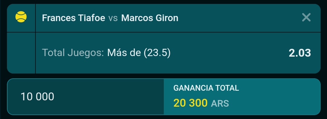 𝗔𝗣𝗨𝗘𝗦𝗧𝗔 𝗙𝗥𝗘𝗘🥎🎁
Tiafoe vs Giron Más de 23.5 Juegos