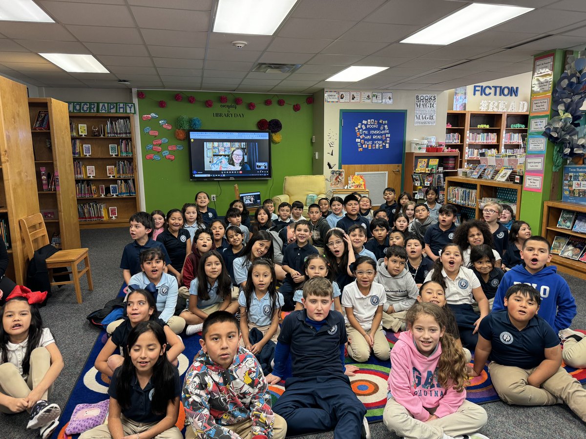 Thank you <a href="/LaurieThompson/">Laurie Ann Thompson-PROTECT TRANS KIDS 🏳️‍⚧️</a> for connecting with our 2nd graders. Emmanuel’s story is an inspiration to never give up. #WRAD24 #joyjames #castleberryisd #CISD_Reads