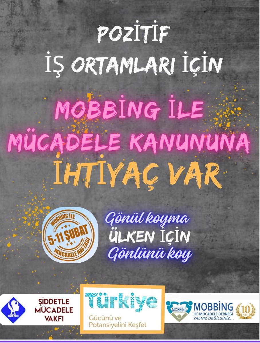 MobbingDer's tweet photo. "Mobbing ile Mücadele Kanununa İhtiyaç var." Sloganımız : "Gönül Koyma ÜLKEN İÇİN Gönlünü koy."
Kampanyamıza destek olmak isterseniz beğenip paylaşabilirsiniz. STK'larla birlikte sizi de aramızda görmek isteriz.
#Türkiye #kampanya #mobbingder #mobbingehayır #gönlünükoy https://t.co/TctqDTFPRn